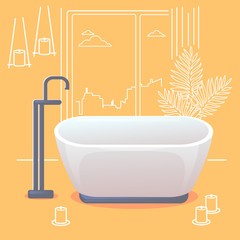 Outline interior a modern bathroom in a minimalist style.