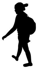 a student girl, silhouette vector