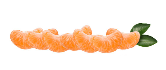 Tangerine slices path isolated on white background