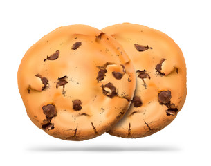 Chocolate chip cookies. Vector illustration isolated on white background. EPS10.	
