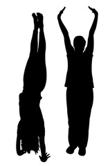two women body silhouette vector