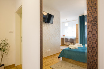 Interior of a hotel apartment, bedroom