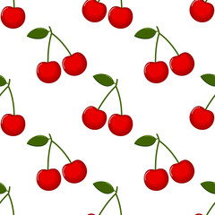 cherries Seamless pattern. fruit collection for juice packaging. textile, wrapping, wallpapers. isolated on white background. 