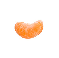 Isolated slices of mandarin on a white background