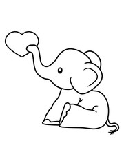 elefant herz liebe schenken verliebt sitzend süß kalb klein kind baby clipart comic cartoon niedlich dickhäuter savanne rüsseltier jumbo grauer riese