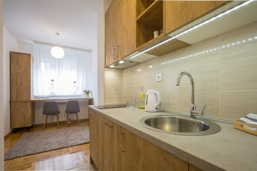 Kitchen interior in modern apartment