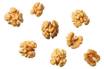 walnuts isolated on white background top view