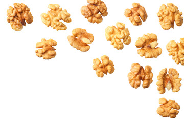 walnuts isolated on white background top view