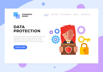 Network security data protection concept. Vector flat graphic design banner web page illustration