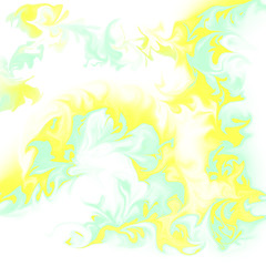Fototapeta na wymiar Green and yellow background with waves and color transitions