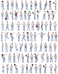 collage of photos of modern stylish guy