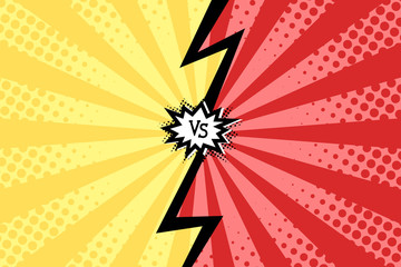 Comic book style background. Template with versus logo