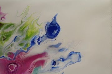 Abstract Acrylic Pour Painting in Bright Spring Colors for Backgrounds.