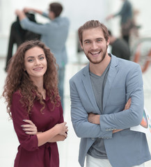 two designers discussing a new project.