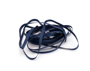 Blue satin ribbon on white background