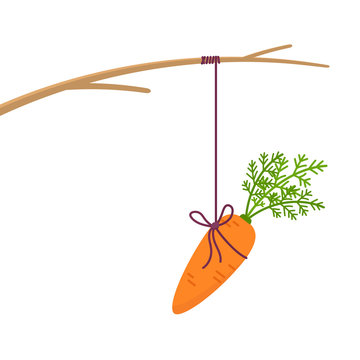 Fishing stick with hanging carrot
