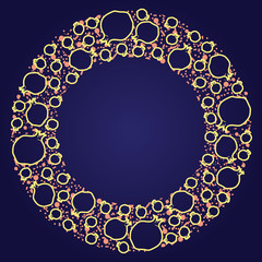 pomegranate vector circle pattern. Funny doodle healthy food on a dark background.