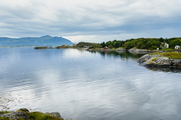 Fototapeta na wymiar Nordic landscape on the coast near the famous Atlantic Road, More og Romsdal, Norway