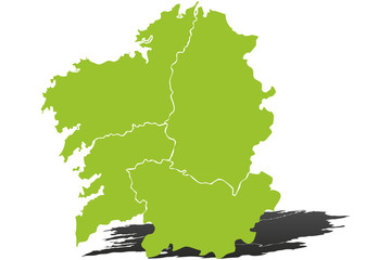 Mapa verde de Galicia.