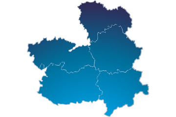Mapa azul de Castilla la Mancha.