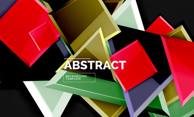 Glossy squares and triangles geometric backgrounds