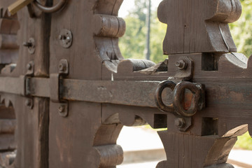 Castle on an old wooden door