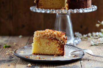 Danish dream cake with coconut topping 