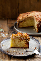 Danish dream cake with coconut topping 