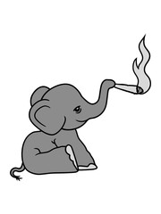 elefant bekifft kiffen joint stoned weed cannabis drogen rauchen high sitzend süß kalb klein kind baby clipart comic cartoon niedlich dickhäuter savanne rüsseltier jumbo grauer riese