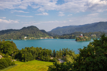 View of famous lake Bled in Julian Alps, northwest Slovenia