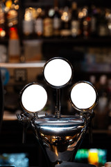 Blank ad Mock up frame on the blurred background of the bar - Empty space for advertisement