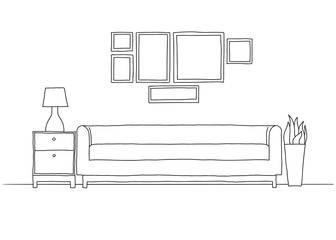 Linear sketch of the interior in a modern style