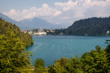 Fototapeta premium View of famous lake Bled in Julian Alps, northwest Slovenia