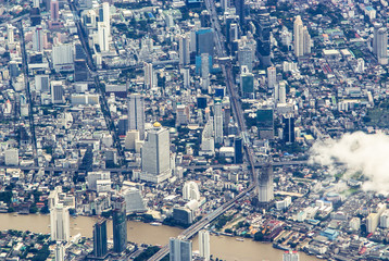 Fototapeta premium Aerial view landscape of Bangkok city in Thailand