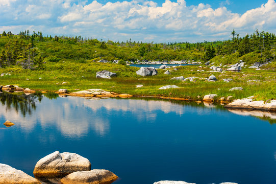 View Of Peggy Cove Preservation Areas, Along Highway 333 And Coastline St. Margaret Bay In Nova Scotia, Canada	