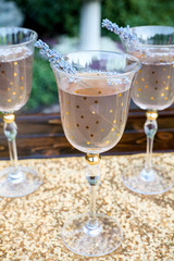 Mixology of lavender drinks at a wedding