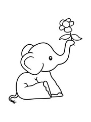 blume elefant halten schenken muttertag valentinstag sitzend süß kalb klein kind baby clipart comic cartoon niedlich dickhäuter savanne rüsseltier jumbo grauer riese