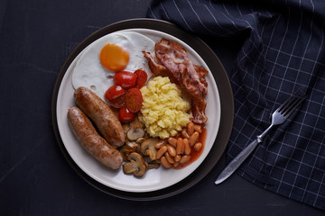 traditional english breakfast. top view