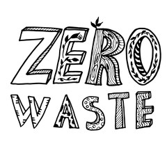 Doodle inscription of zero waste in the 