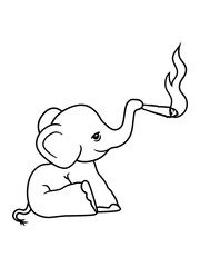 bekiffter elefant kiffen joint stoned weed cannabis drogen rauchen high sitzend süß kalb klein kind baby clipart comic cartoon niedlich dickhäuter savanne rüsseltier jumbo grauer riese