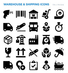 Fototapeta premium Warehouse And Shipping Vector Icon Set