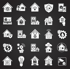 Fototapeta premium Smart home related icons set on black background for graphic and web design. Simple vector sign. Internet concept symbol for website button or mobile app.