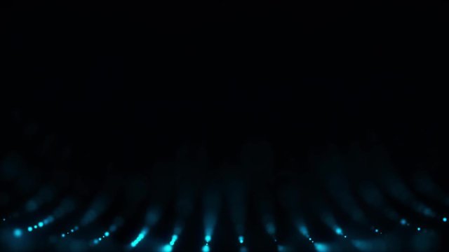 Abstraction of moving blurred neon colorful rays on black background. Colorful abstract animation.
