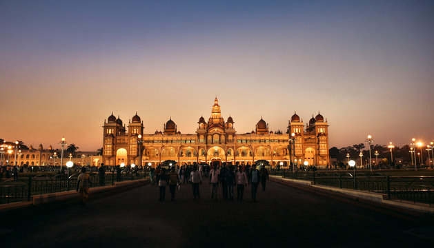 night view of mysore palace, karnataka