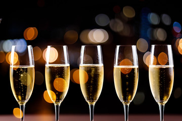 glasses of champagne. Celebration with champagne.