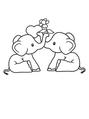 2 elefanten liebe herz paar pärchen verliebt blume halten schenken muttertag valentinstag sitzend süß kalb klein kind baby clipart comic cartoon niedlich dickhäuter rüsseltier jumbo grauer riese