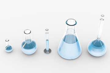 3d rendering, test tube and beaker in the lab