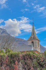 Fototapeta premium Auvergne-Rhône-Alpes - Savoie - Basse Maurienne - La Chambre - Auvergne-Rhône-Alpes - Savoie - Basse Maurienne - La Chambre - Clocher de l'Eglise Saint-Marcel