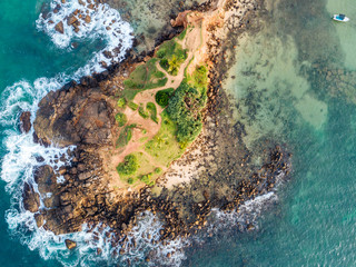 Aerial view of small island in mirissa,Sri lanka