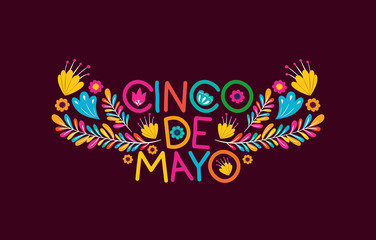 cinco de mayo card with floral decoration